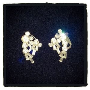 Vintage Rhinestone Cluster Earrings
